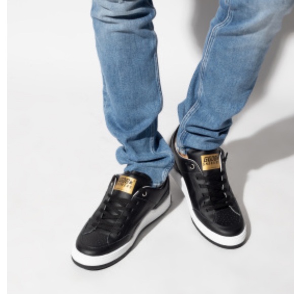 Golden Goose Black Leather YEAH Sneakers with White Trim - Picture 12 of 12